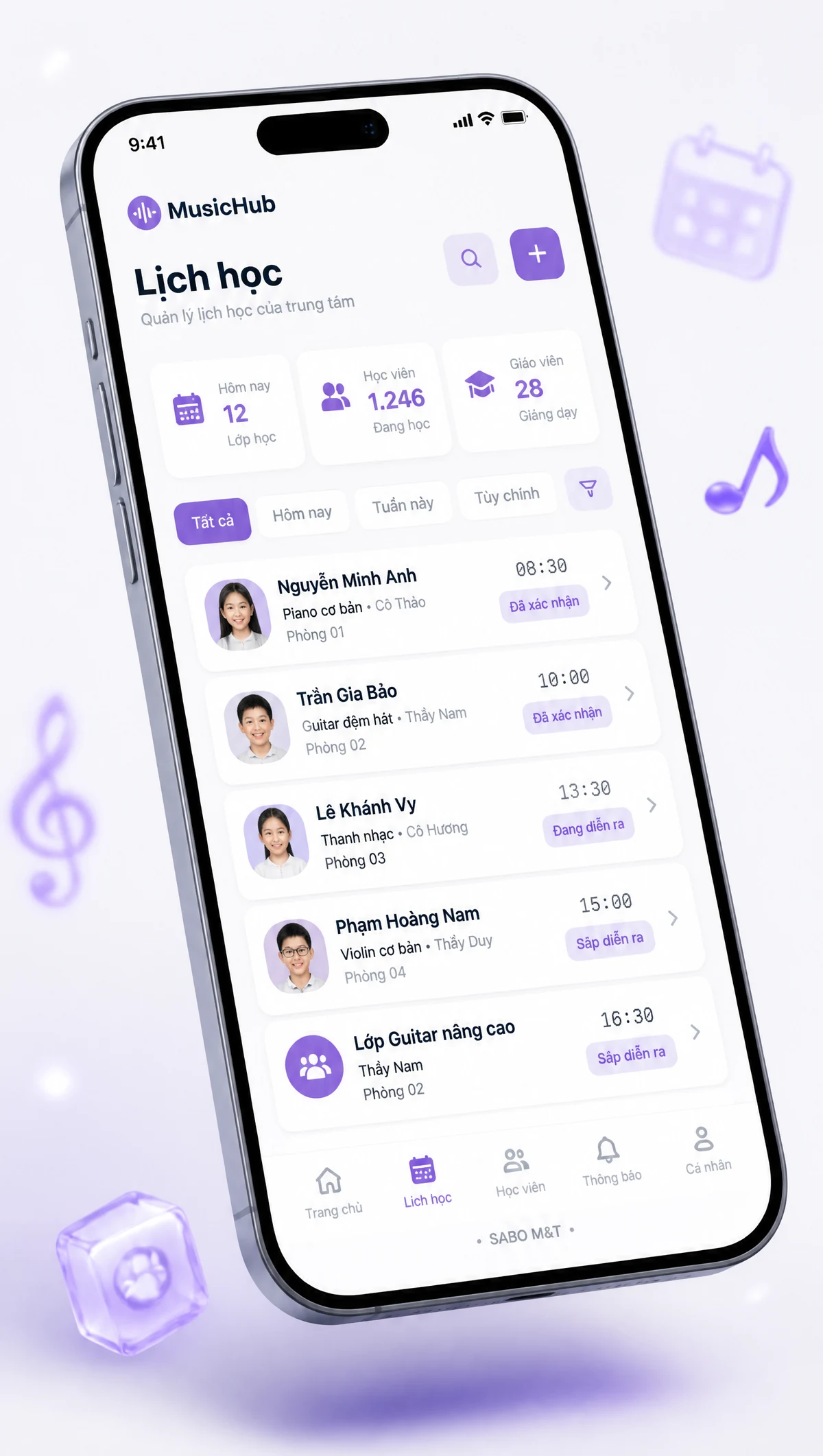 Giao diện mobile trung tâm âm nhạc — màn 2