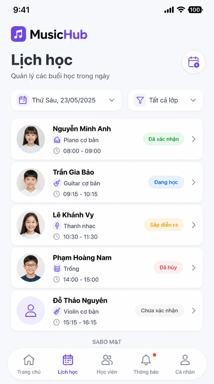 Giao diện mobile trung tâm âm nhạc — màn 7