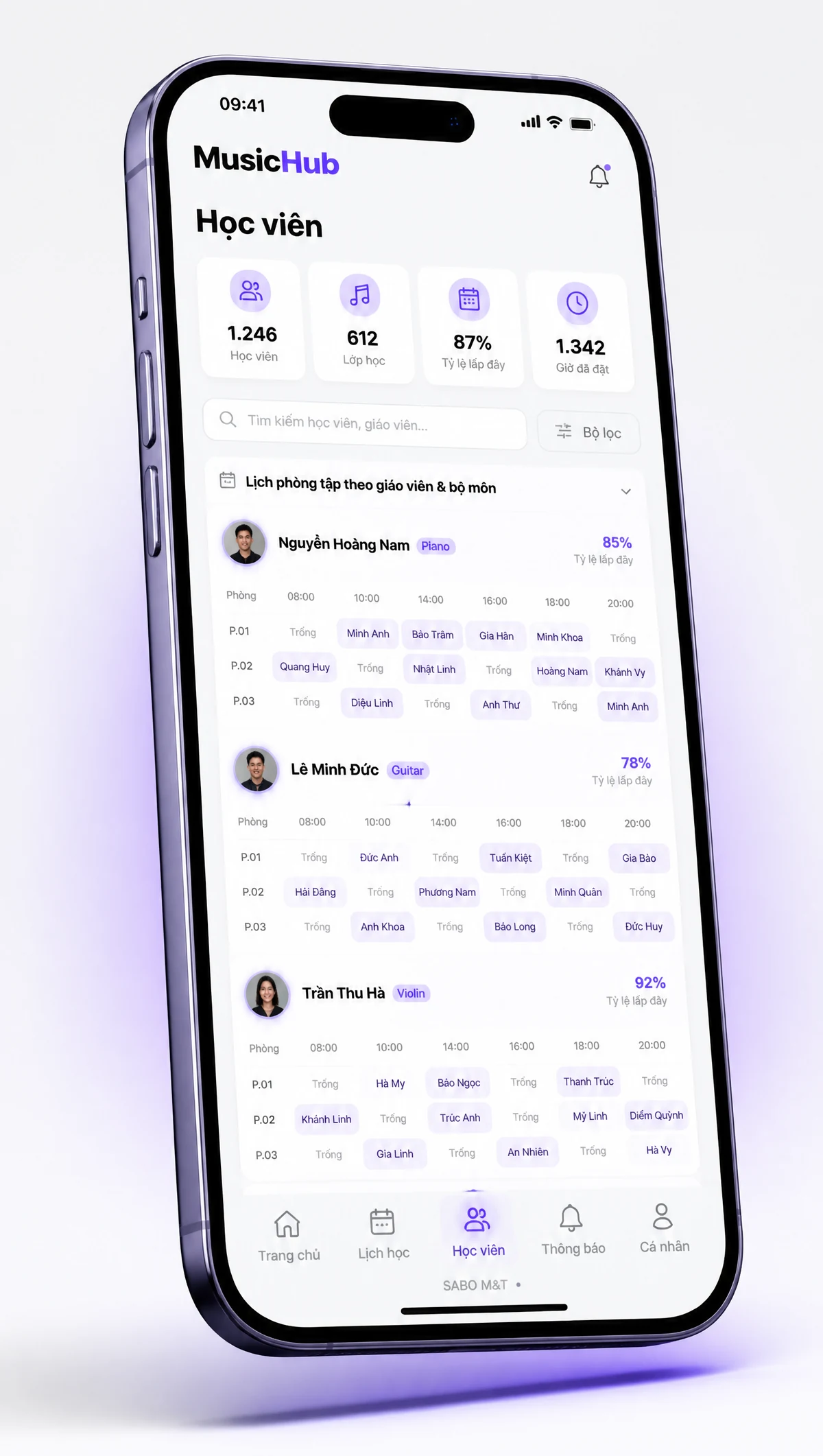 Giao diện mobile trung tâm âm nhạc — màn 4