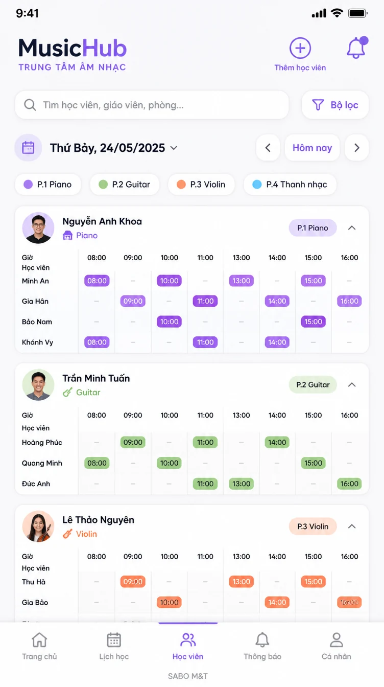 Giao diện mobile trung tâm âm nhạc — màn 9