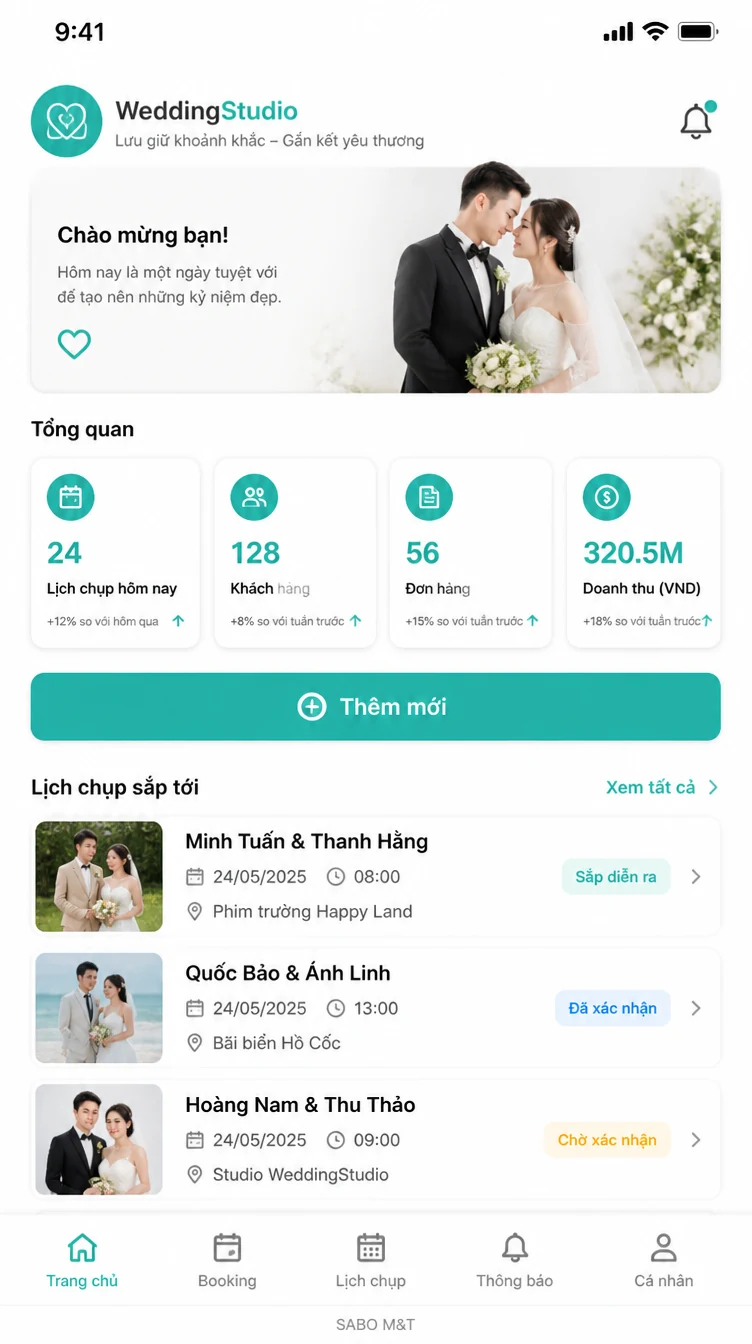 Giao diện mobile studio chụp ảnh cưới — màn 6