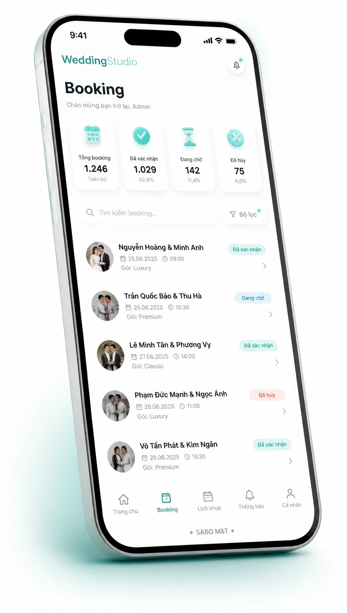 Giao diện mobile studio chụp ảnh cưới — màn 2