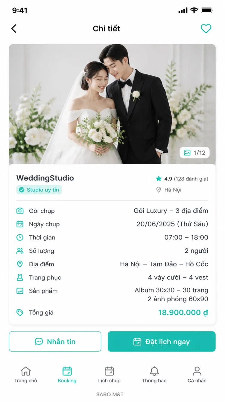 Giao diện mobile studio chụp ảnh cưới — màn 8