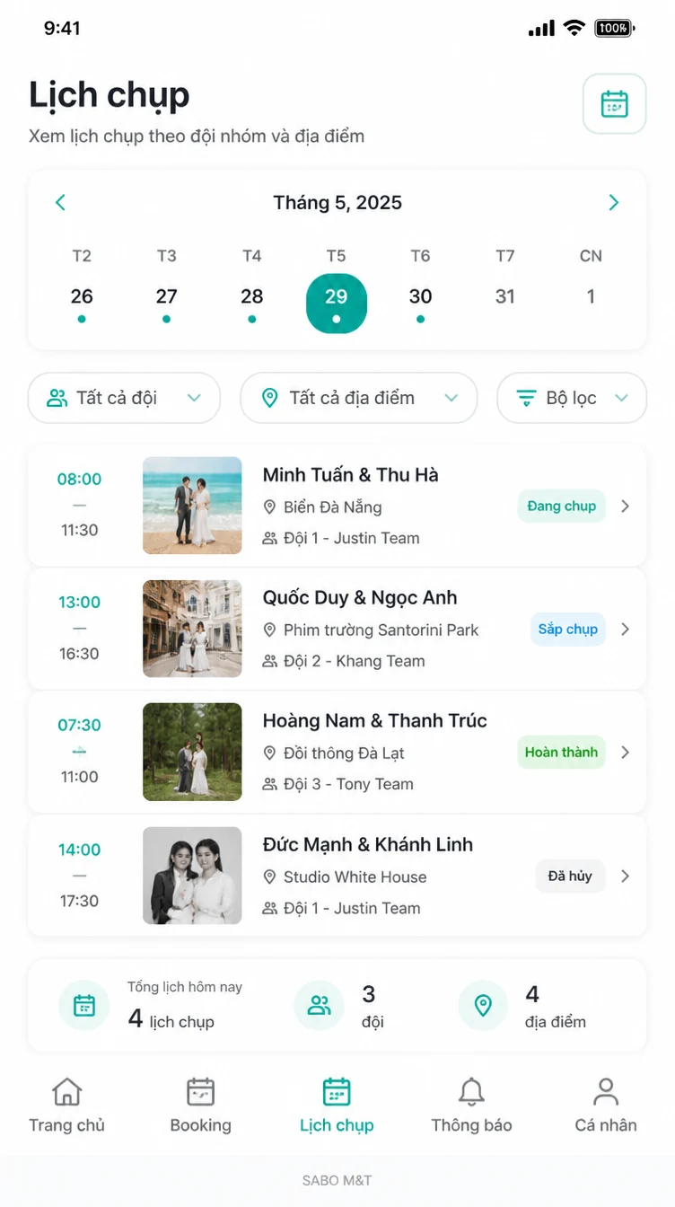 Giao diện mobile studio chụp ảnh cưới — màn 9