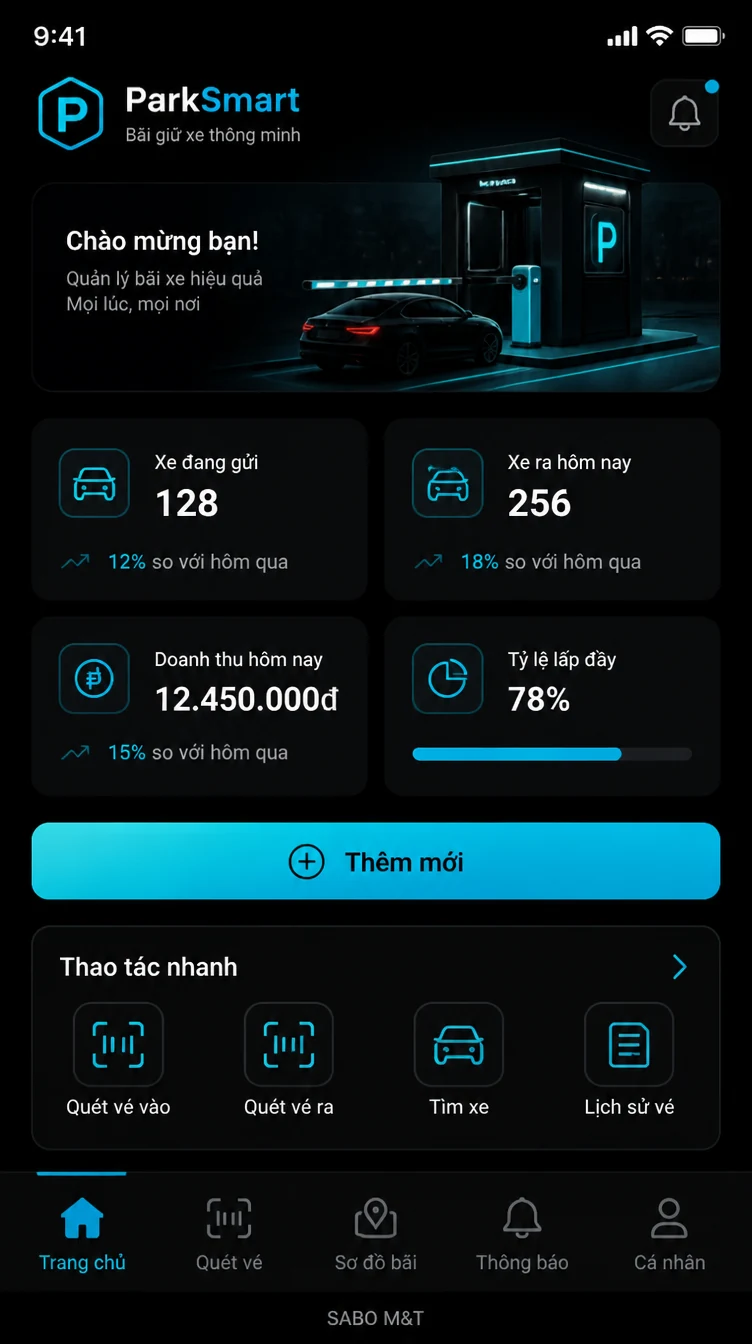 Giao diện mobile bãi giữ xe thông minh — màn 6