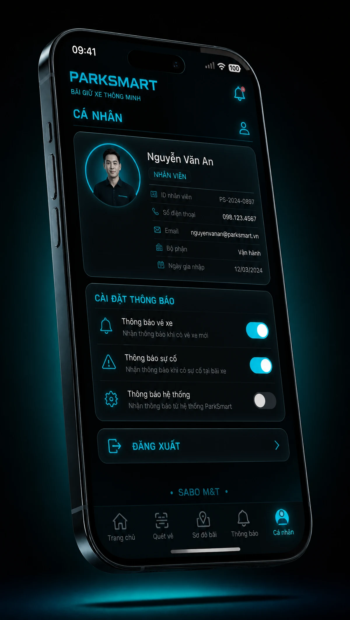 Giao diện mobile bãi giữ xe thông minh — màn 5