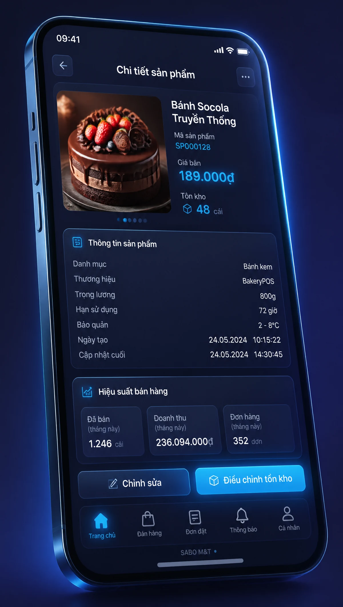Giao diện mobile chuỗi cửa hàng bánh — màn 3