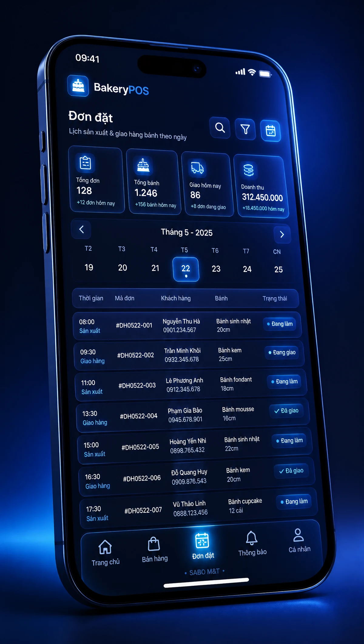 Giao diện mobile chuỗi cửa hàng bánh — màn 4