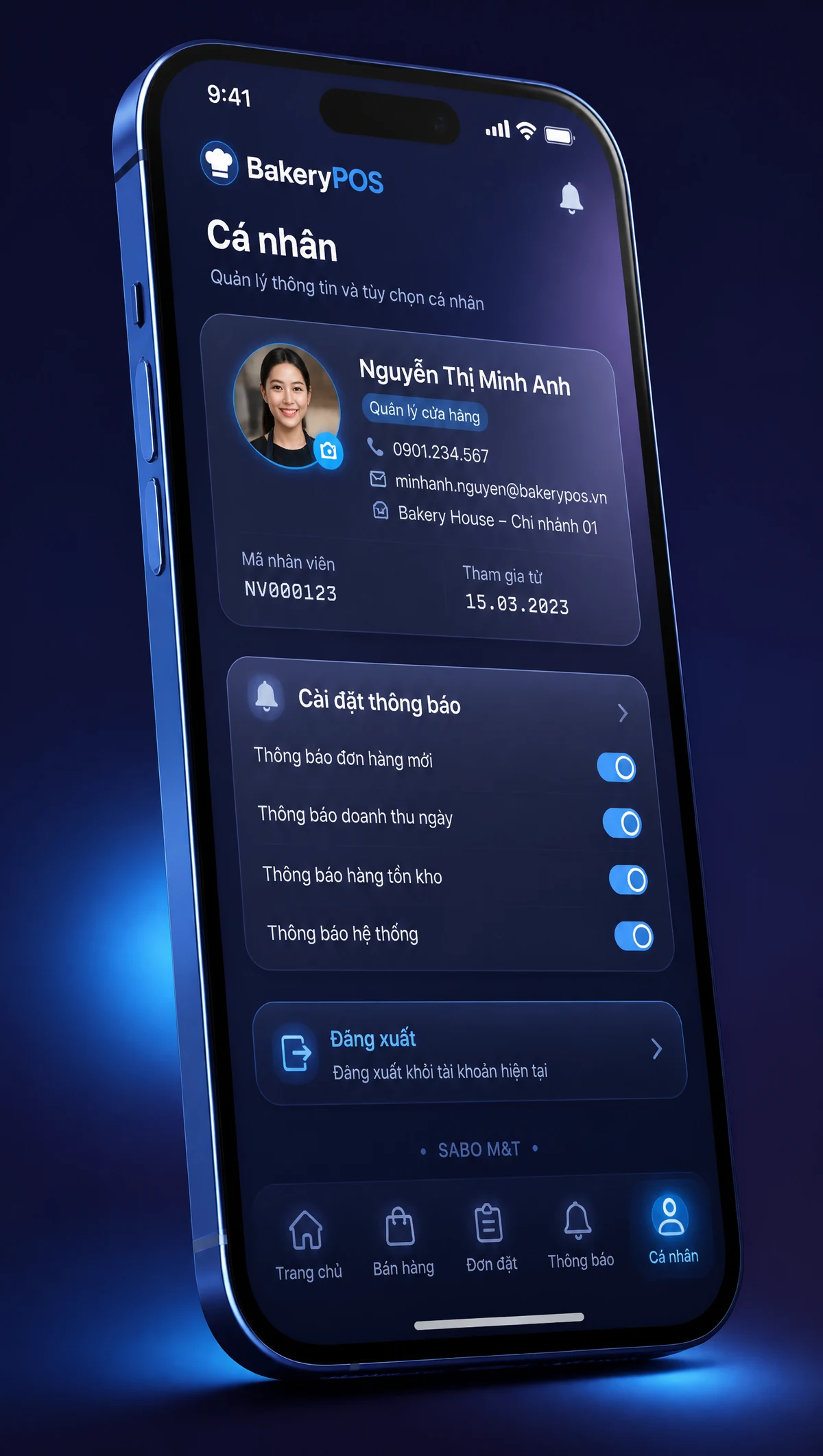 Giao diện mobile chuỗi cửa hàng bánh — màn 5