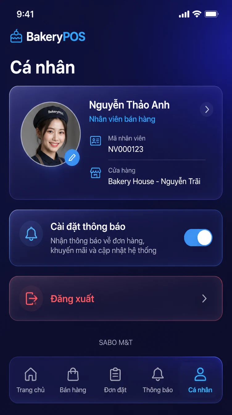 Giao diện mobile chuỗi cửa hàng bánh — màn 10