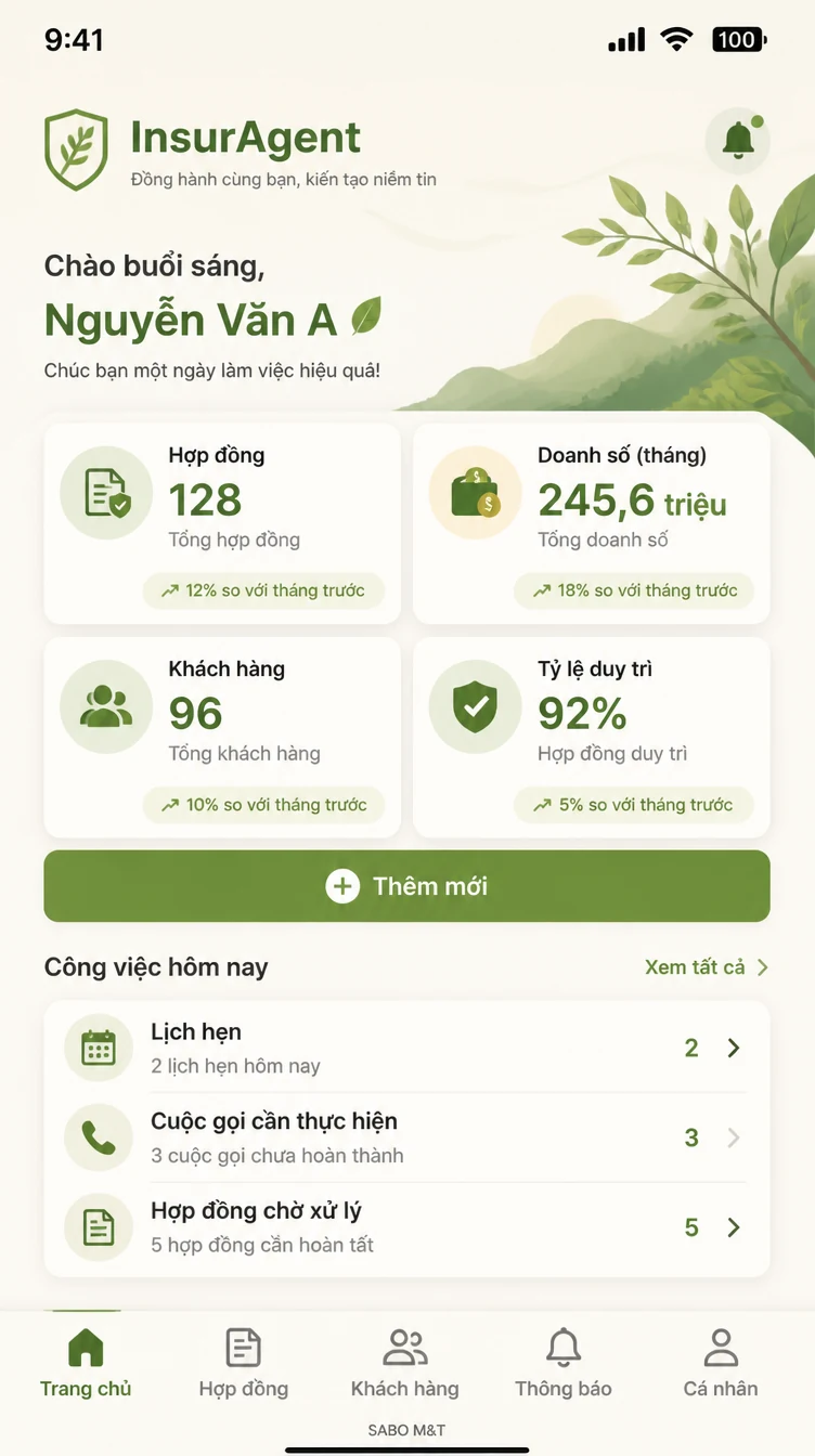 Giao diện mobile đại lý bảo hiểm — màn 6