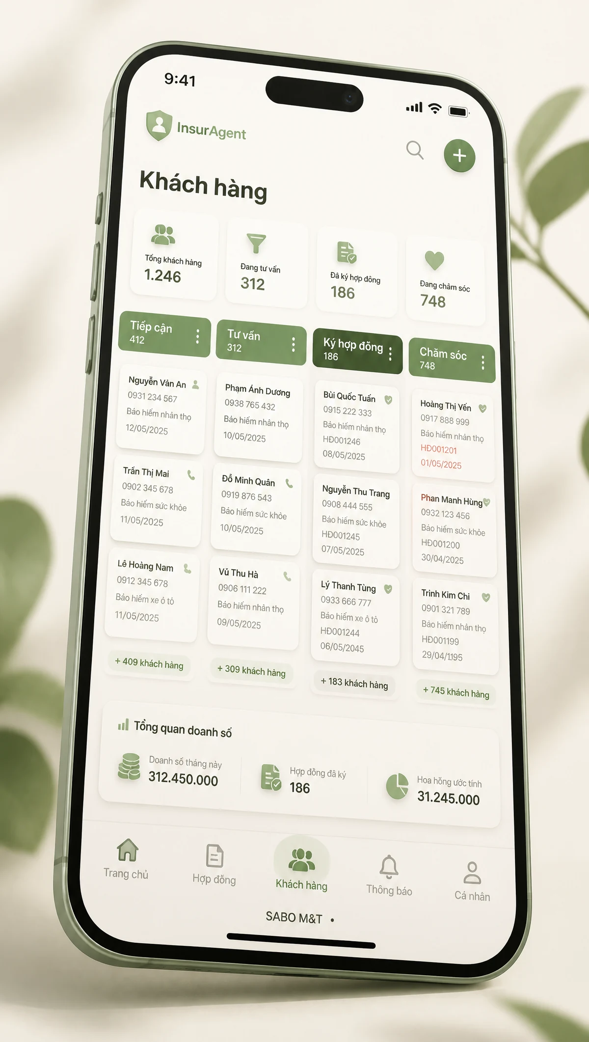 Giao diện mobile đại lý bảo hiểm — màn 4