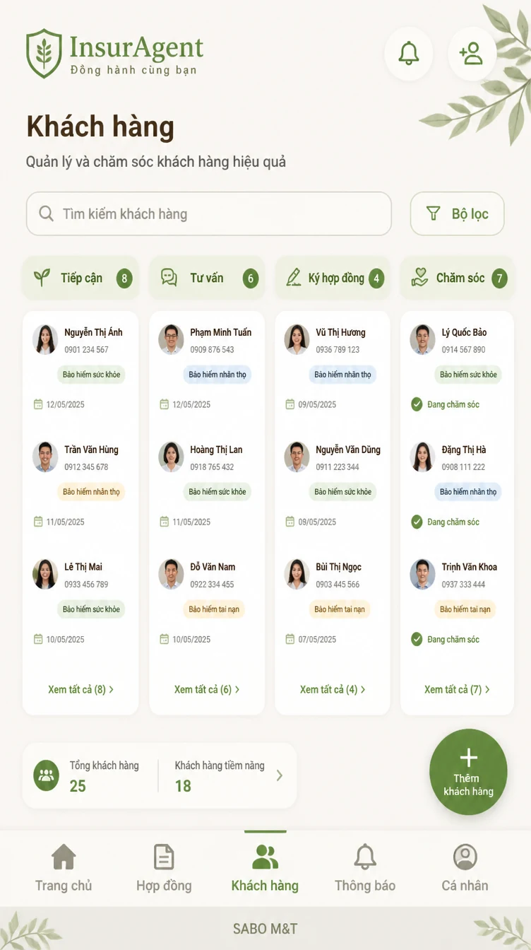 Giao diện mobile đại lý bảo hiểm — màn 9