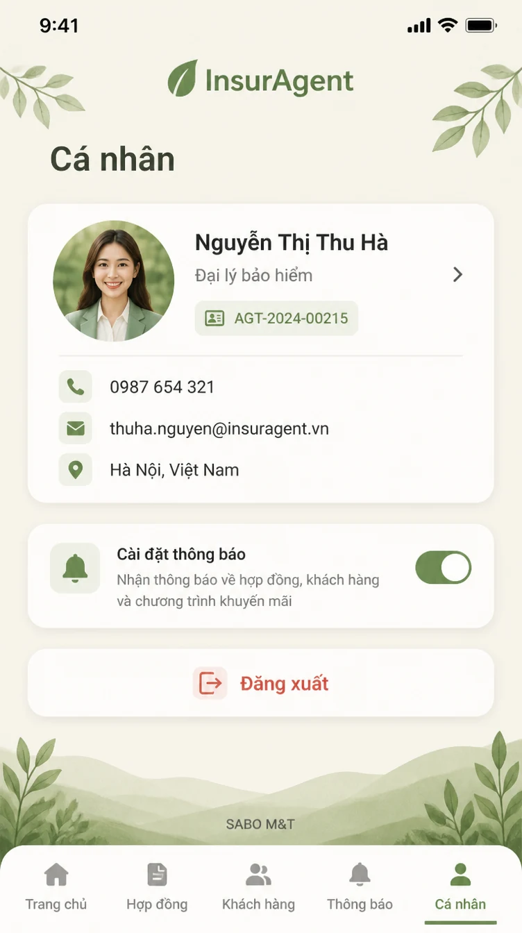 Giao diện mobile đại lý bảo hiểm — màn 10