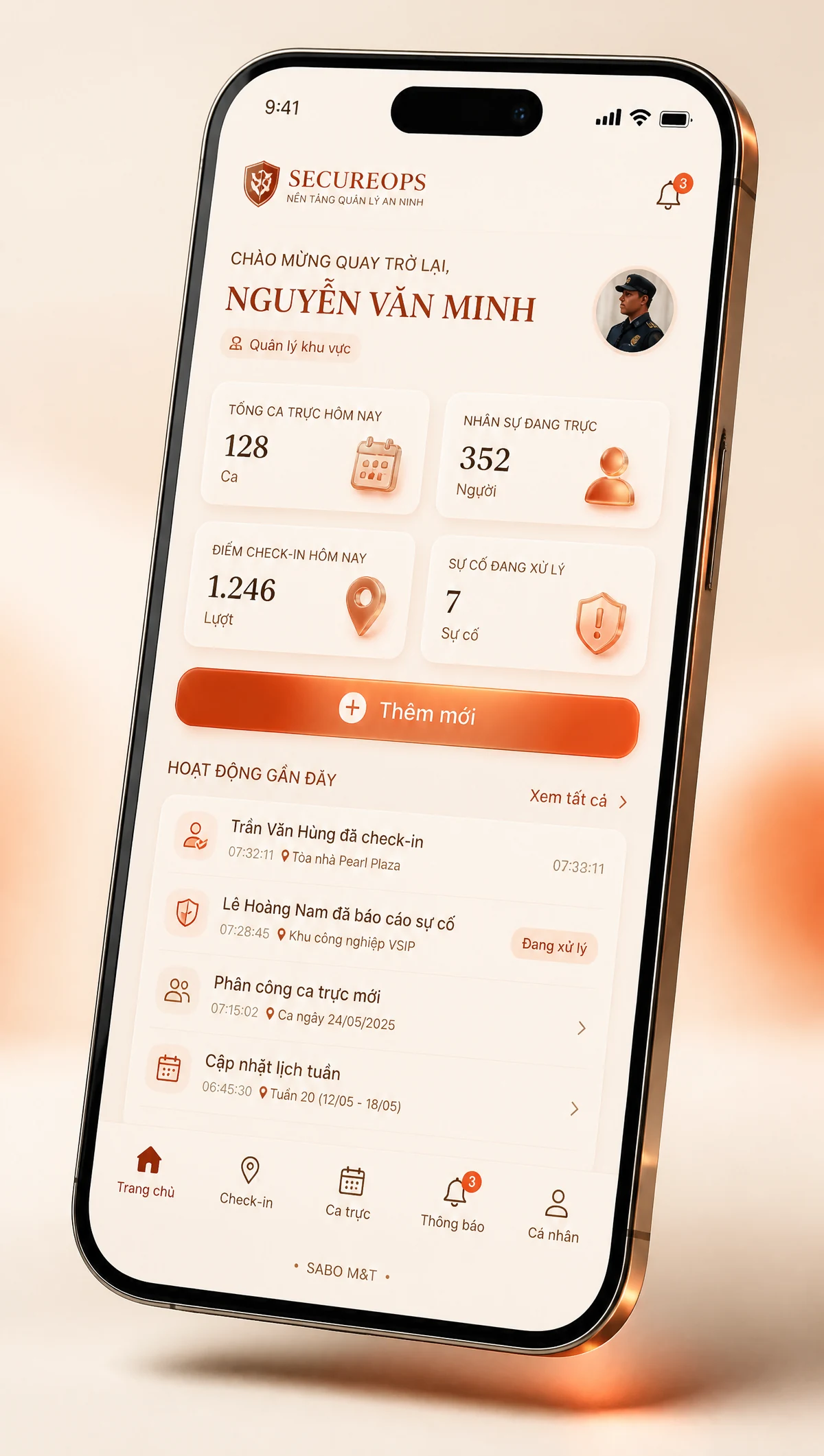 Giao diện mobile công ty bảo vệ – an ninh — màn 1