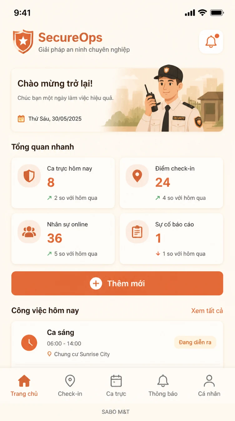 Giao diện mobile công ty bảo vệ – an ninh — màn 6
