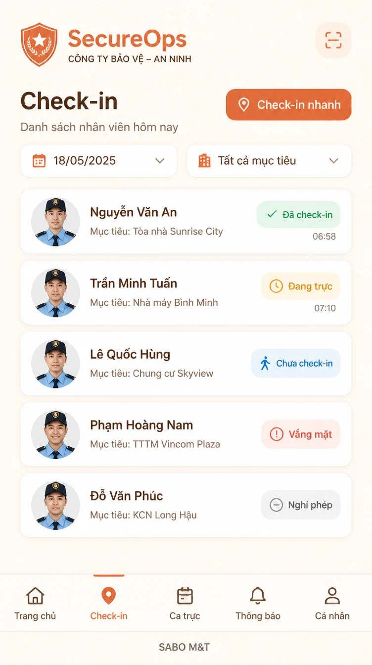 Giao diện mobile công ty bảo vệ – an ninh — màn 7