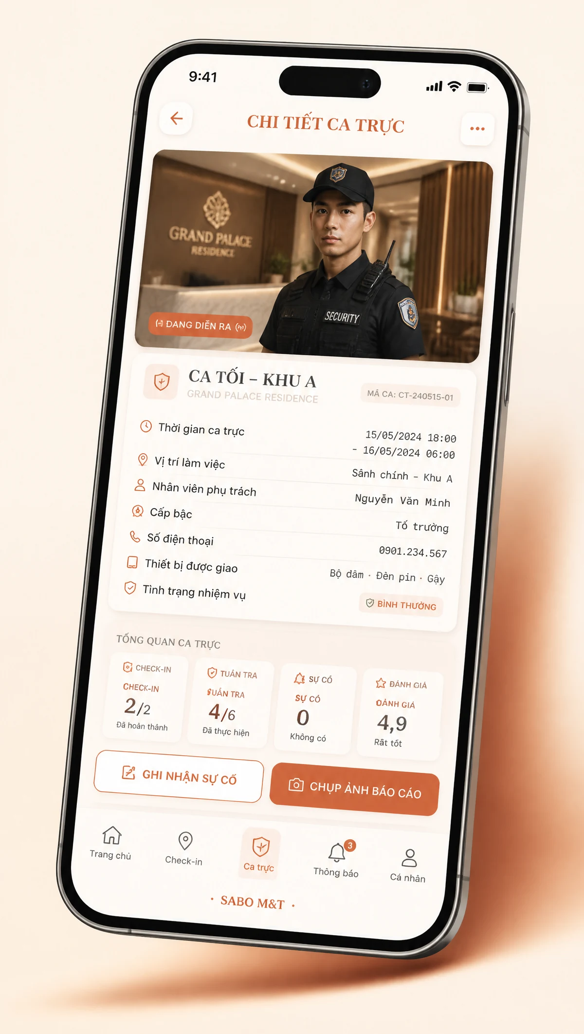 Giao diện mobile công ty bảo vệ – an ninh — màn 3