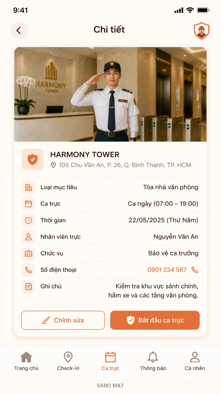 Giao diện mobile công ty bảo vệ – an ninh — màn 8