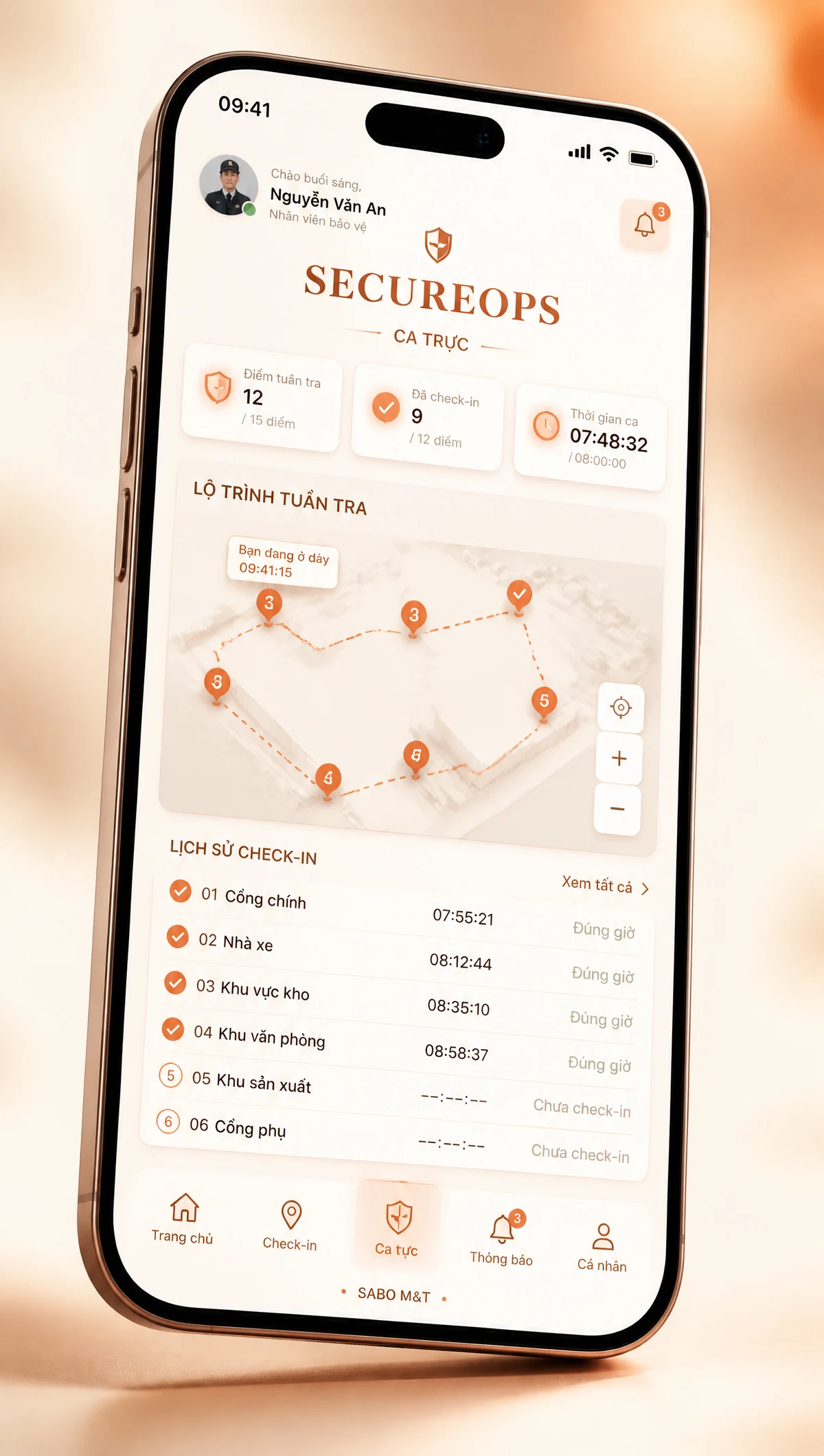 Giao diện mobile công ty bảo vệ – an ninh — màn 4