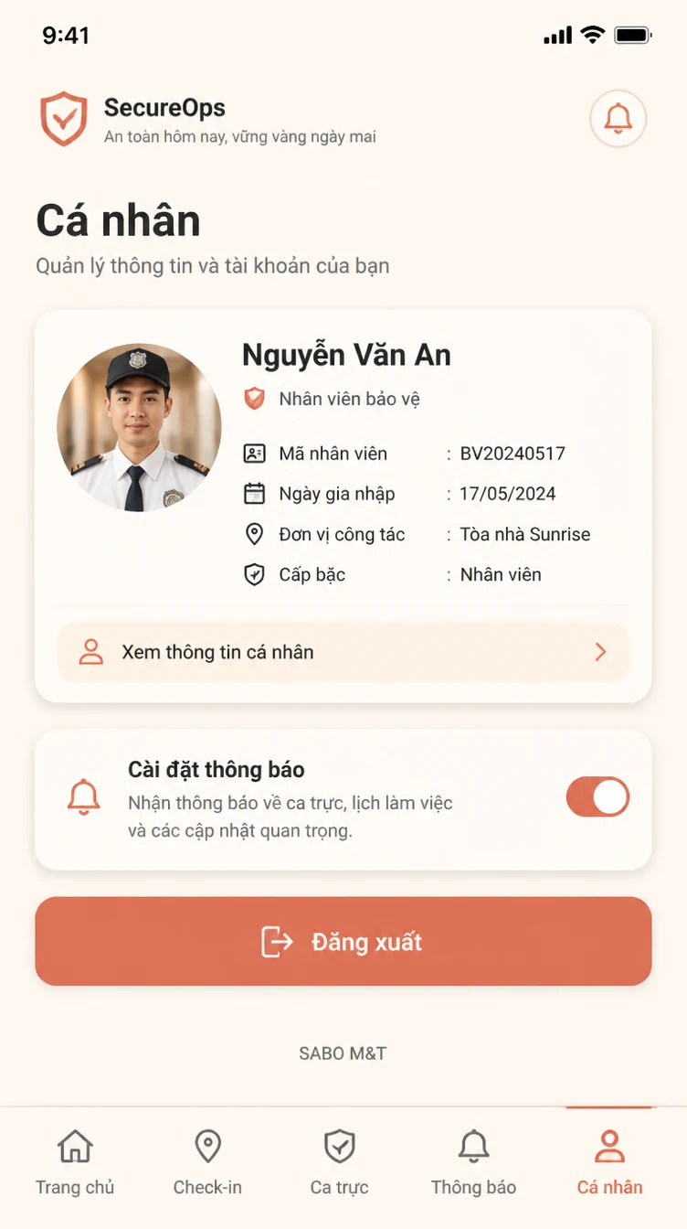 Giao diện mobile công ty bảo vệ – an ninh — màn 10