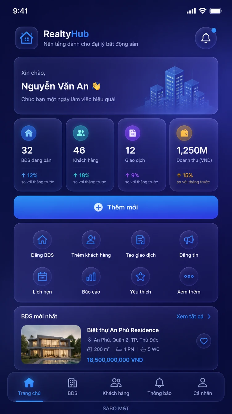 Giao diện mobile đại lý bất động sản — màn 6