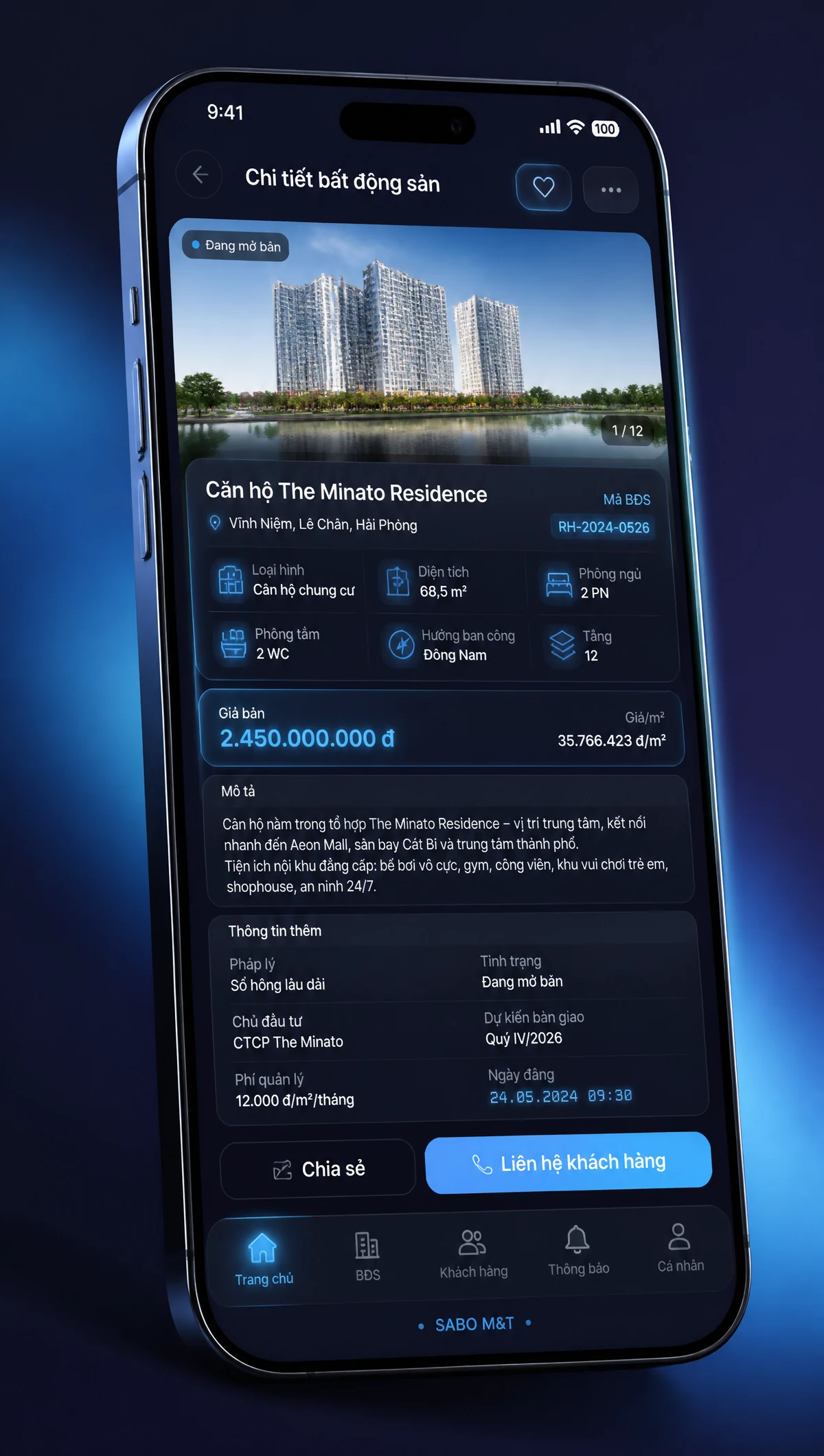 Giao diện mobile đại lý bất động sản — màn 3
