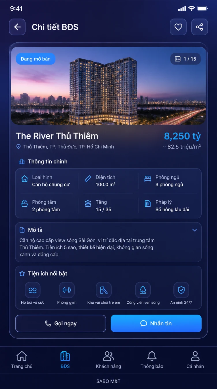Giao diện mobile đại lý bất động sản — màn 8