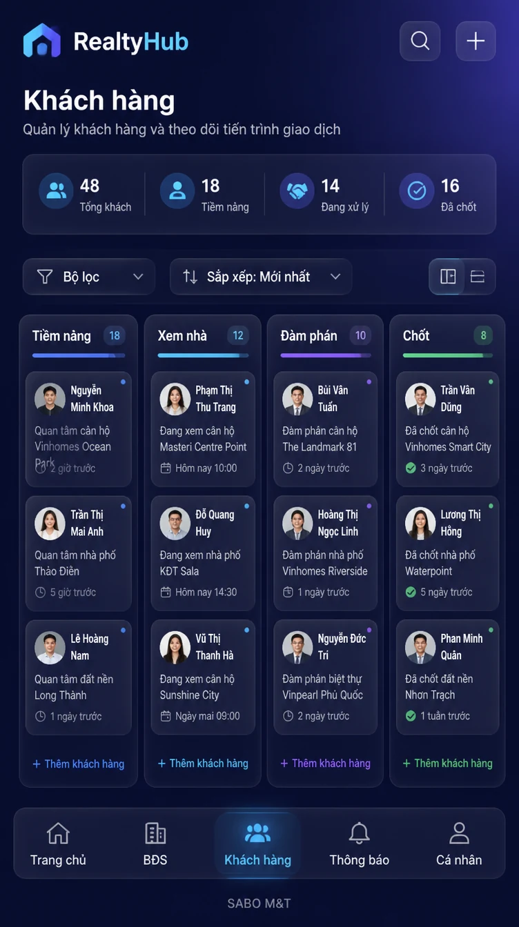 Giao diện mobile đại lý bất động sản — màn 9