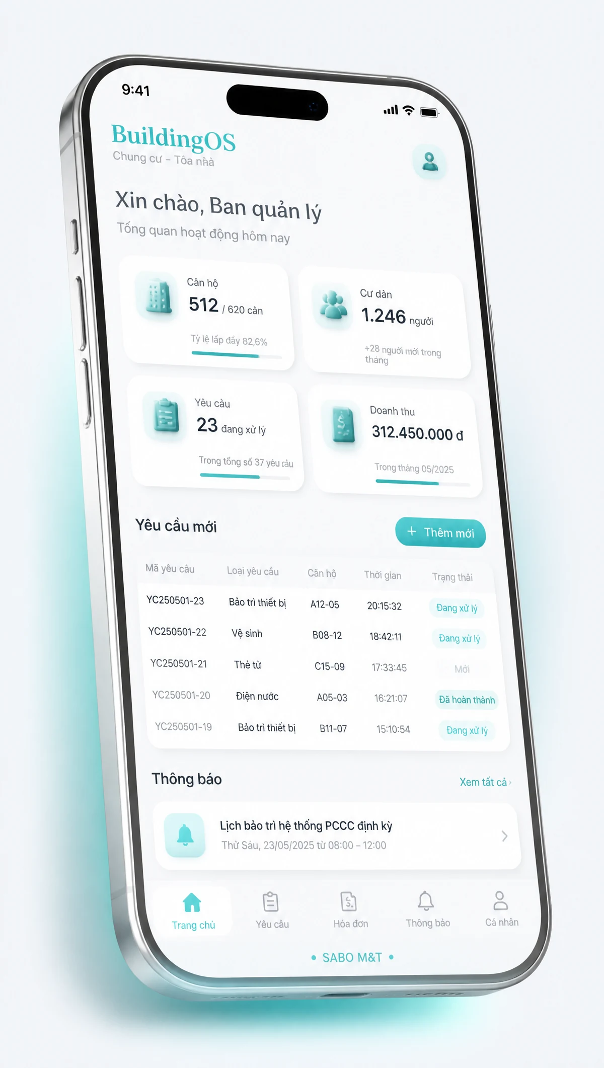 Giao diện mobile chung cư – tòa nhà — màn 1