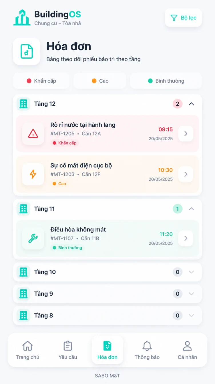Giao diện mobile chung cư – tòa nhà — màn 9