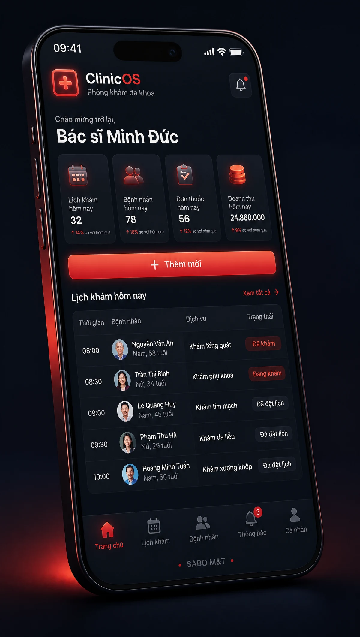 Giao diện mobile phòng khám đa khoa — màn 1
