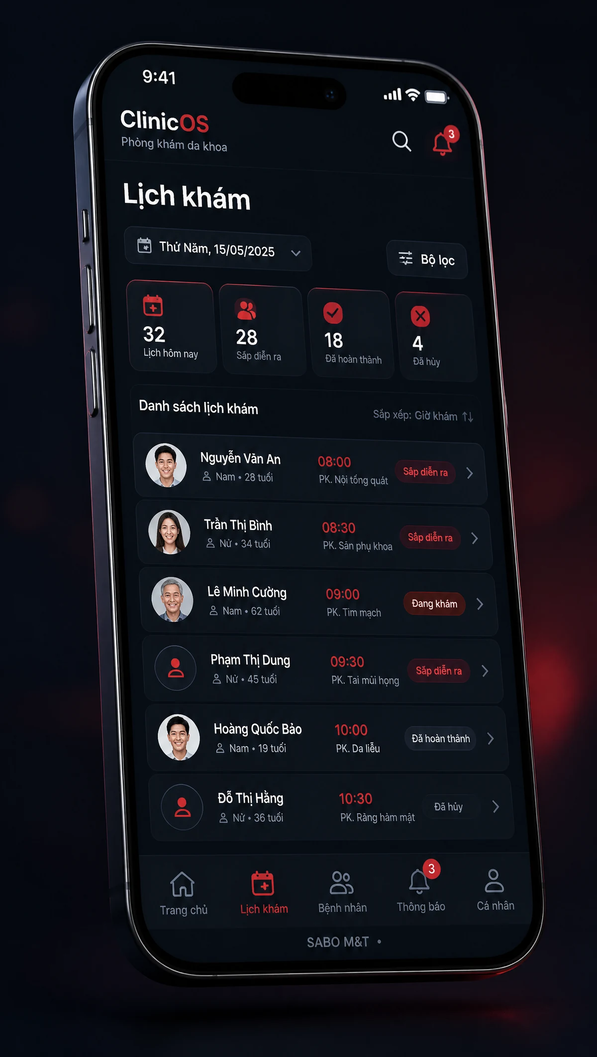 Giao diện mobile phòng khám đa khoa — màn 2