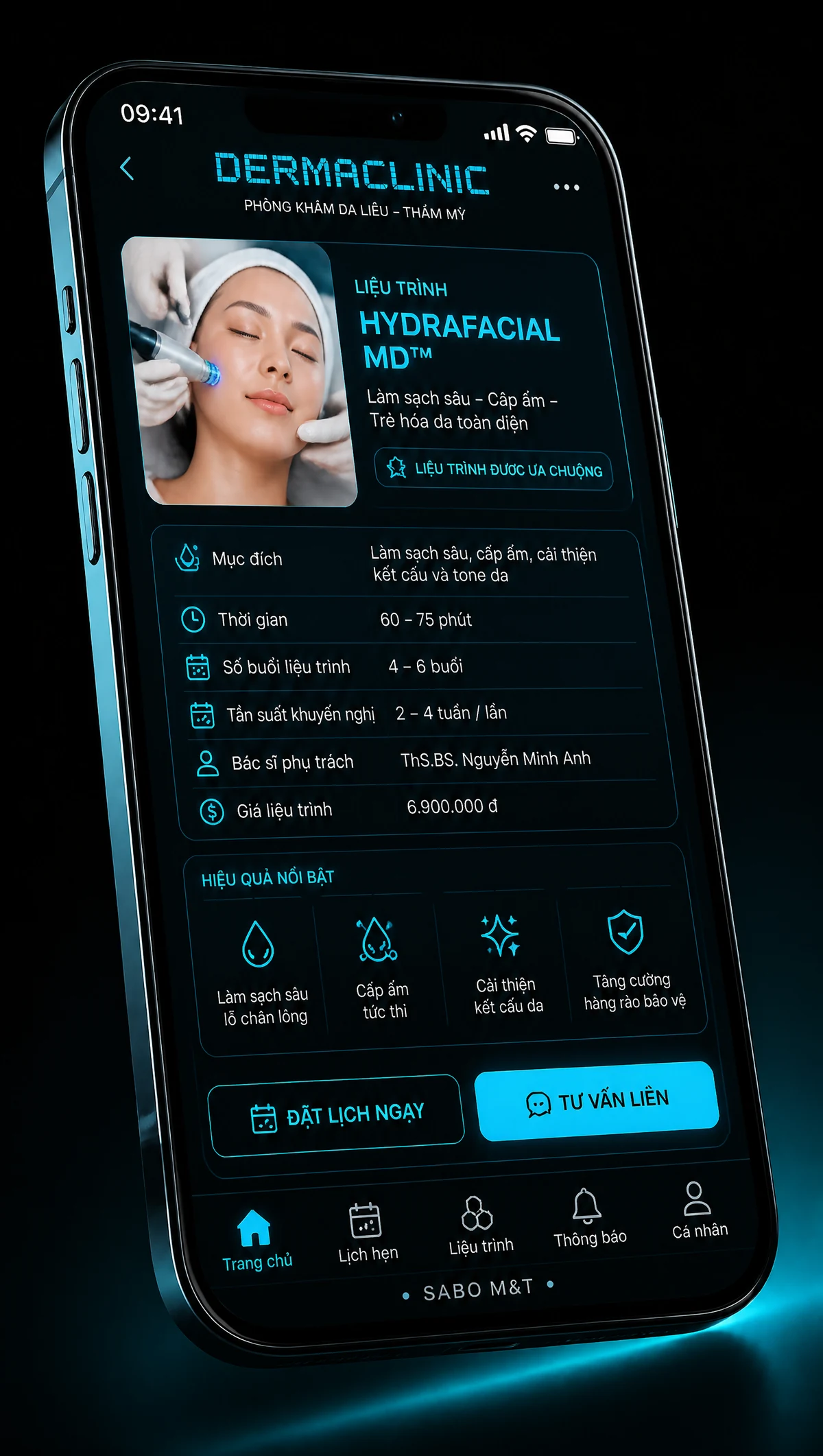 Giao diện mobile phòng khám da liễu – thẩm mỹ — màn 3