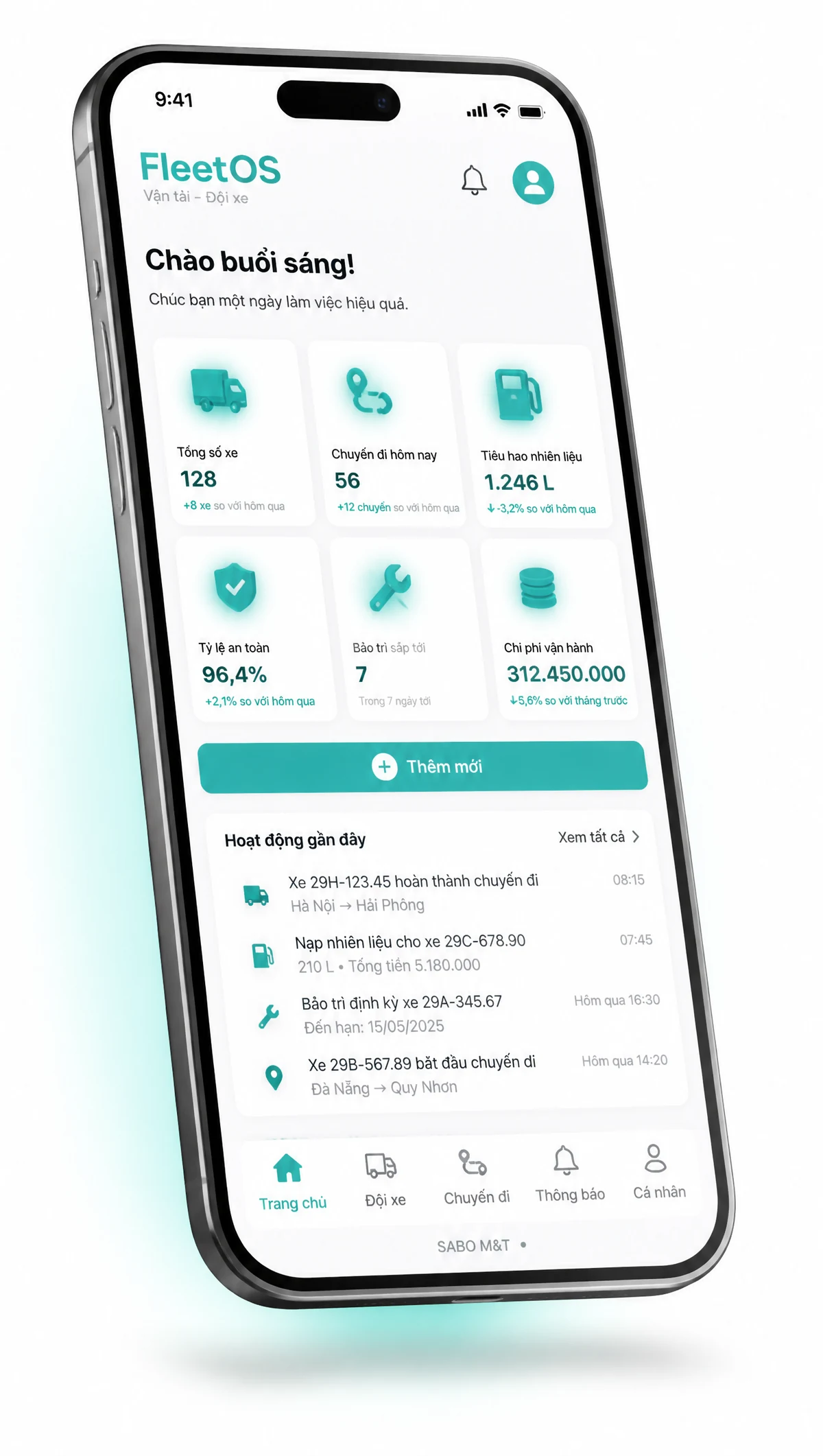 Giao diện mobile vận tải – đội xe — màn 1