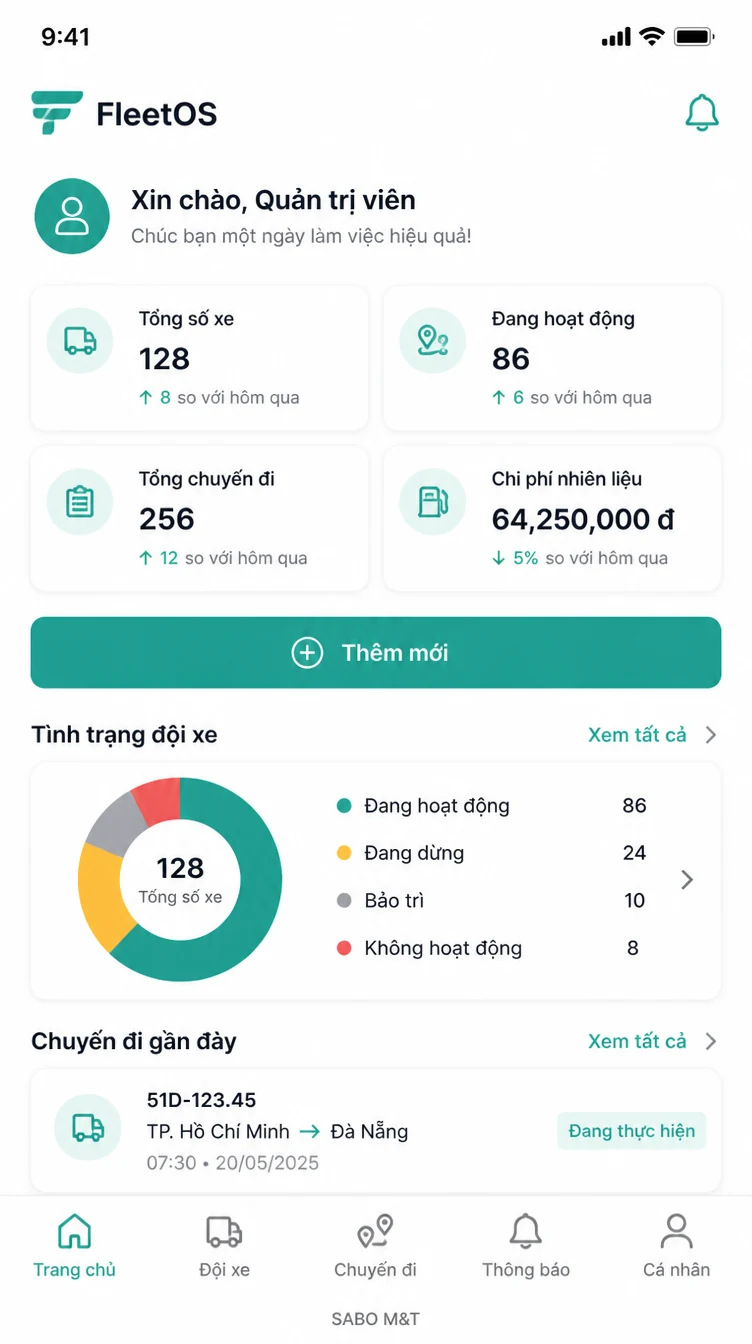 Giao diện mobile vận tải – đội xe — màn 6