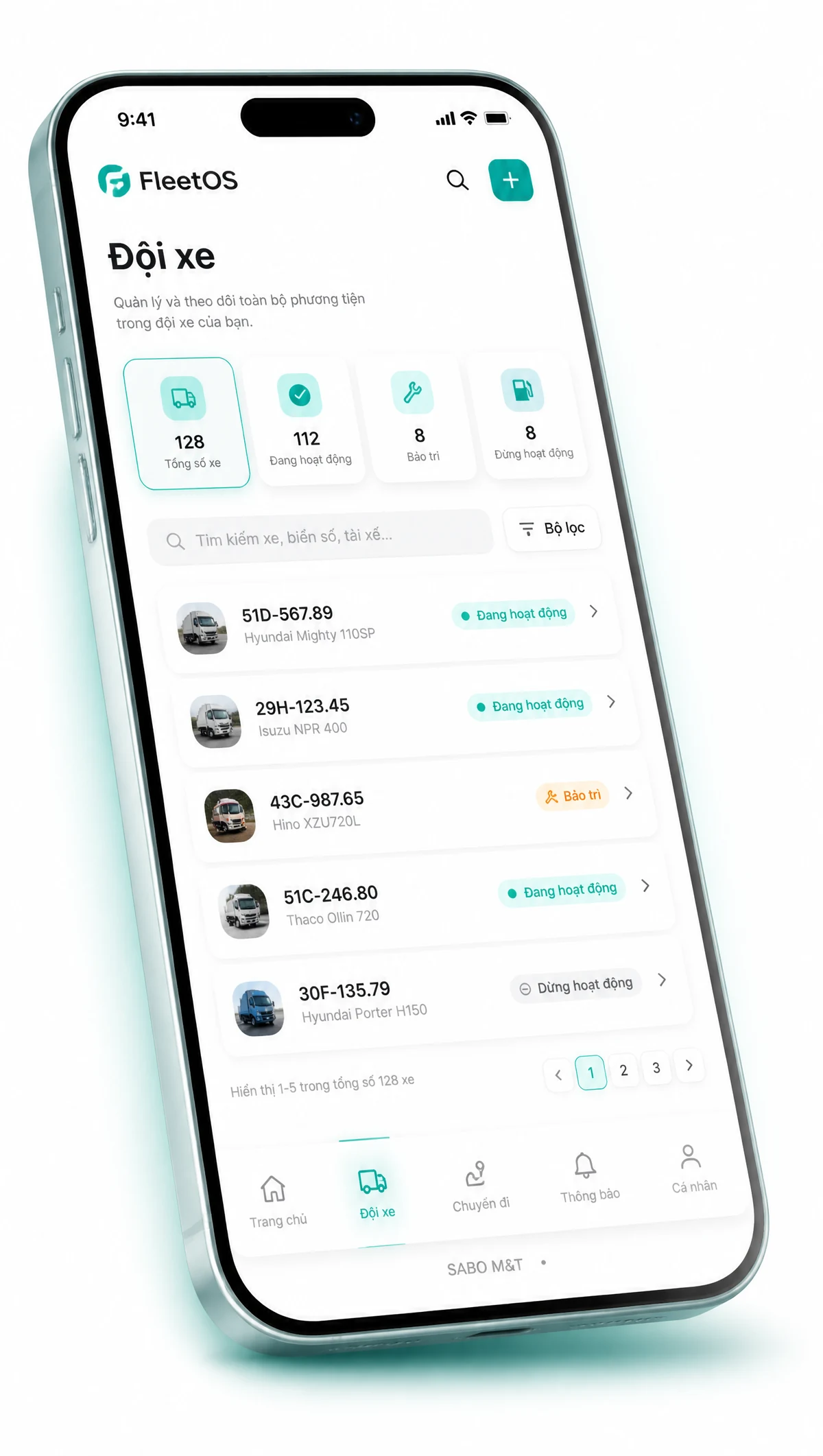 Giao diện mobile vận tải – đội xe — màn 2