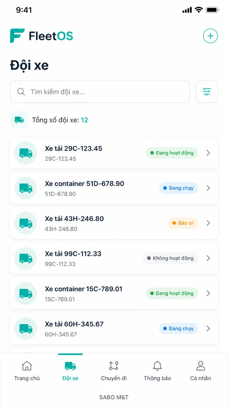 Giao diện mobile vận tải – đội xe — màn 7