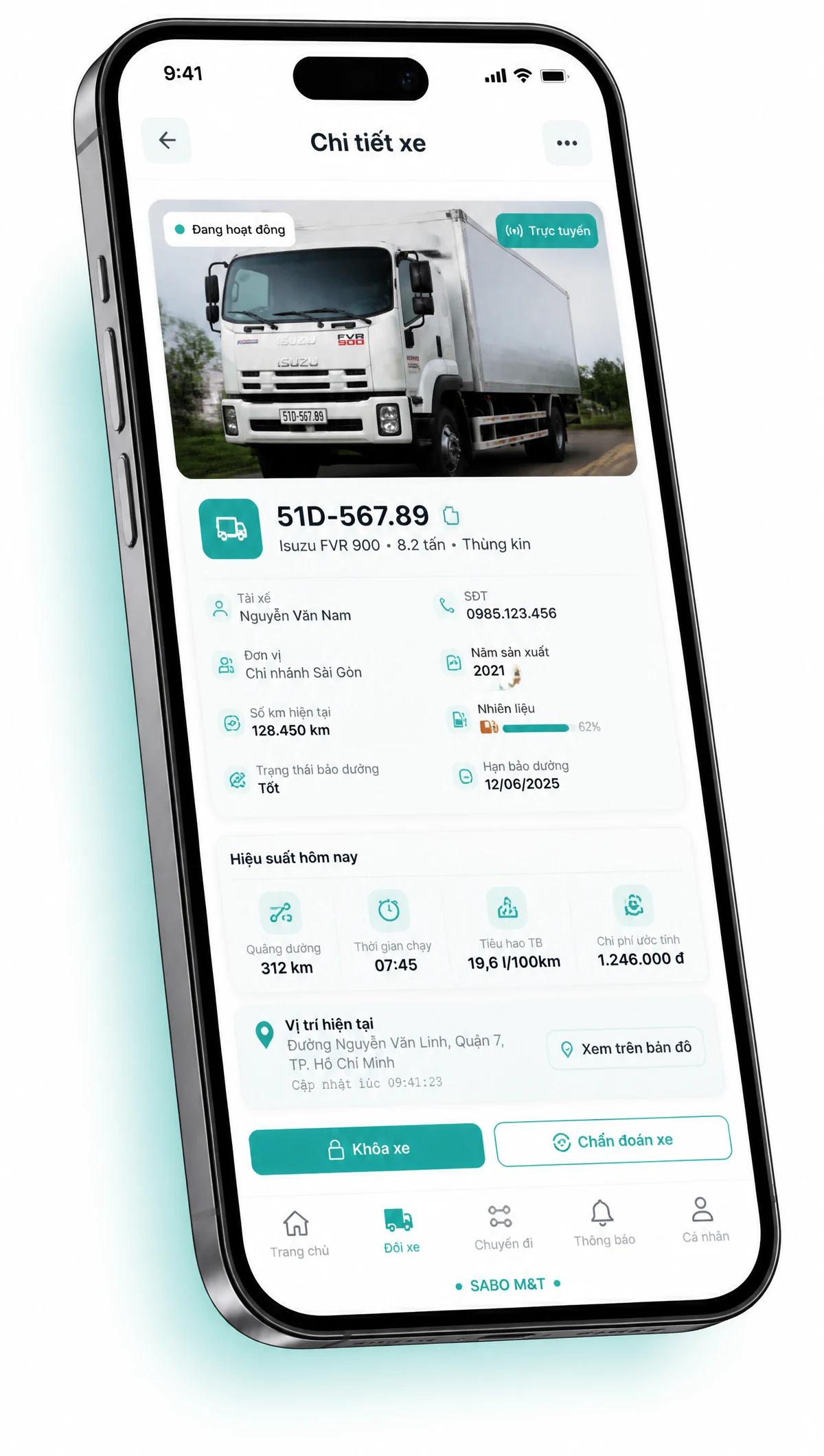 Giao diện mobile vận tải – đội xe — màn 3