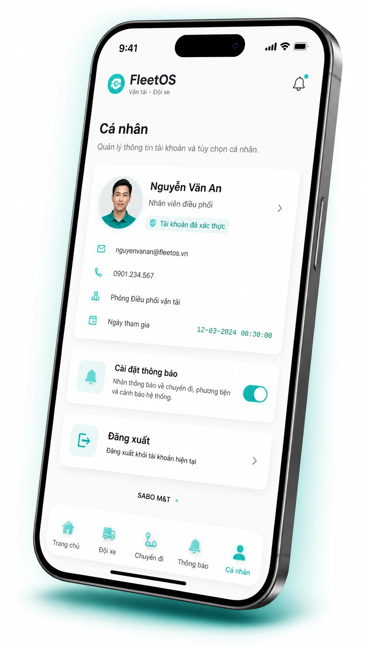 Giao diện mobile vận tải – đội xe — màn 5