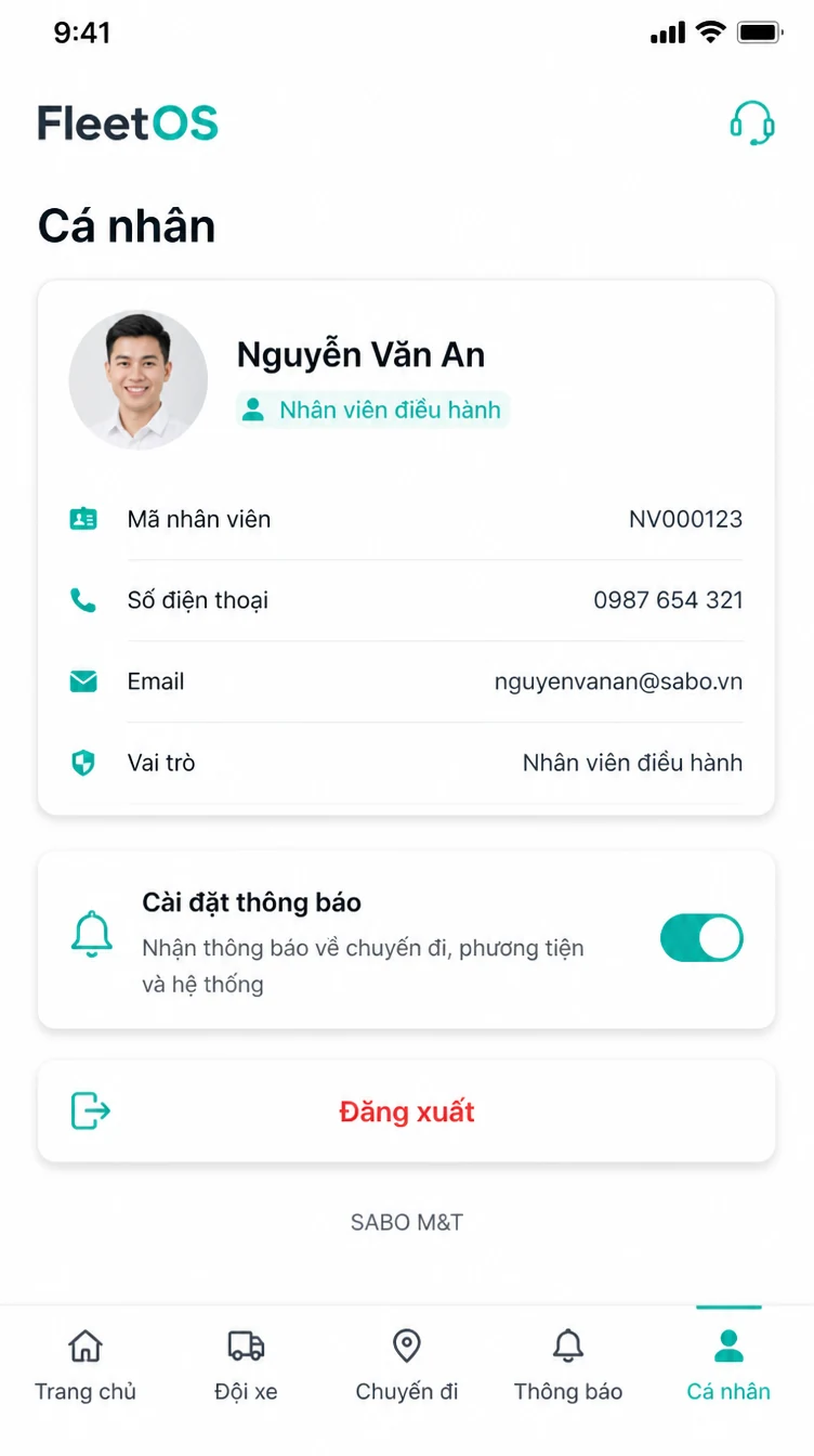 Giao diện mobile vận tải – đội xe — màn 10