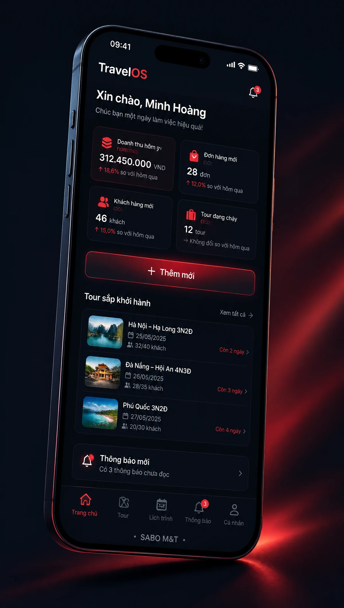 Giao diện mobile công ty du lịch – tour — màn 1