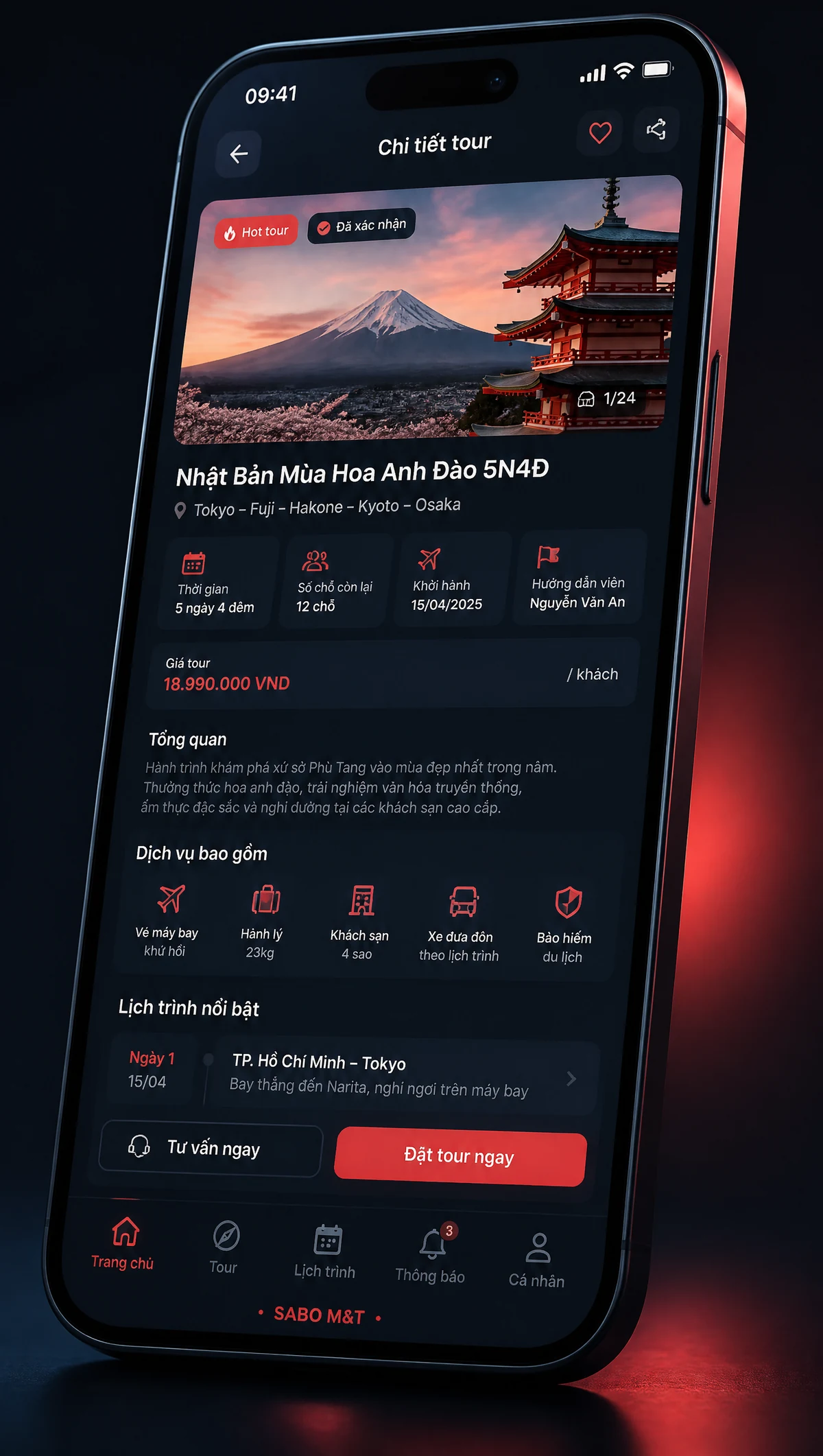 Giao diện mobile công ty du lịch – tour — màn 3
