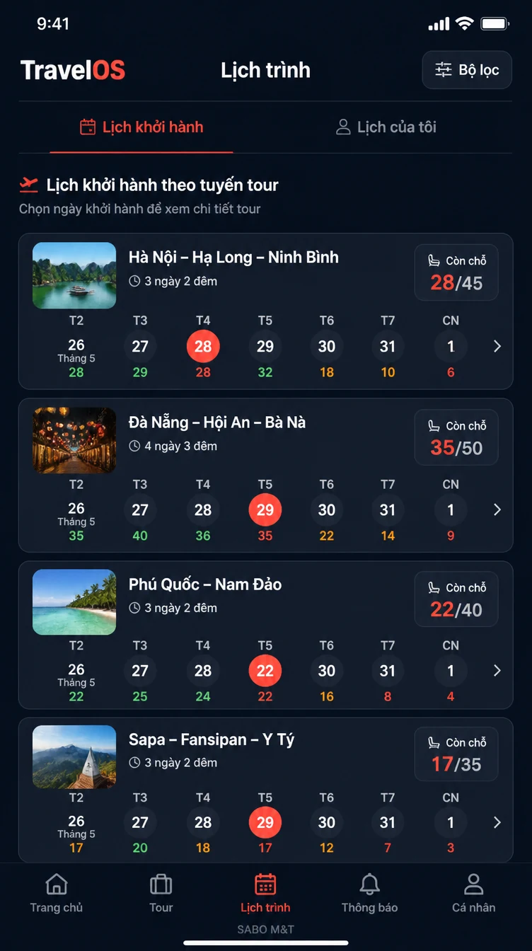 Giao diện mobile công ty du lịch – tour — màn 9