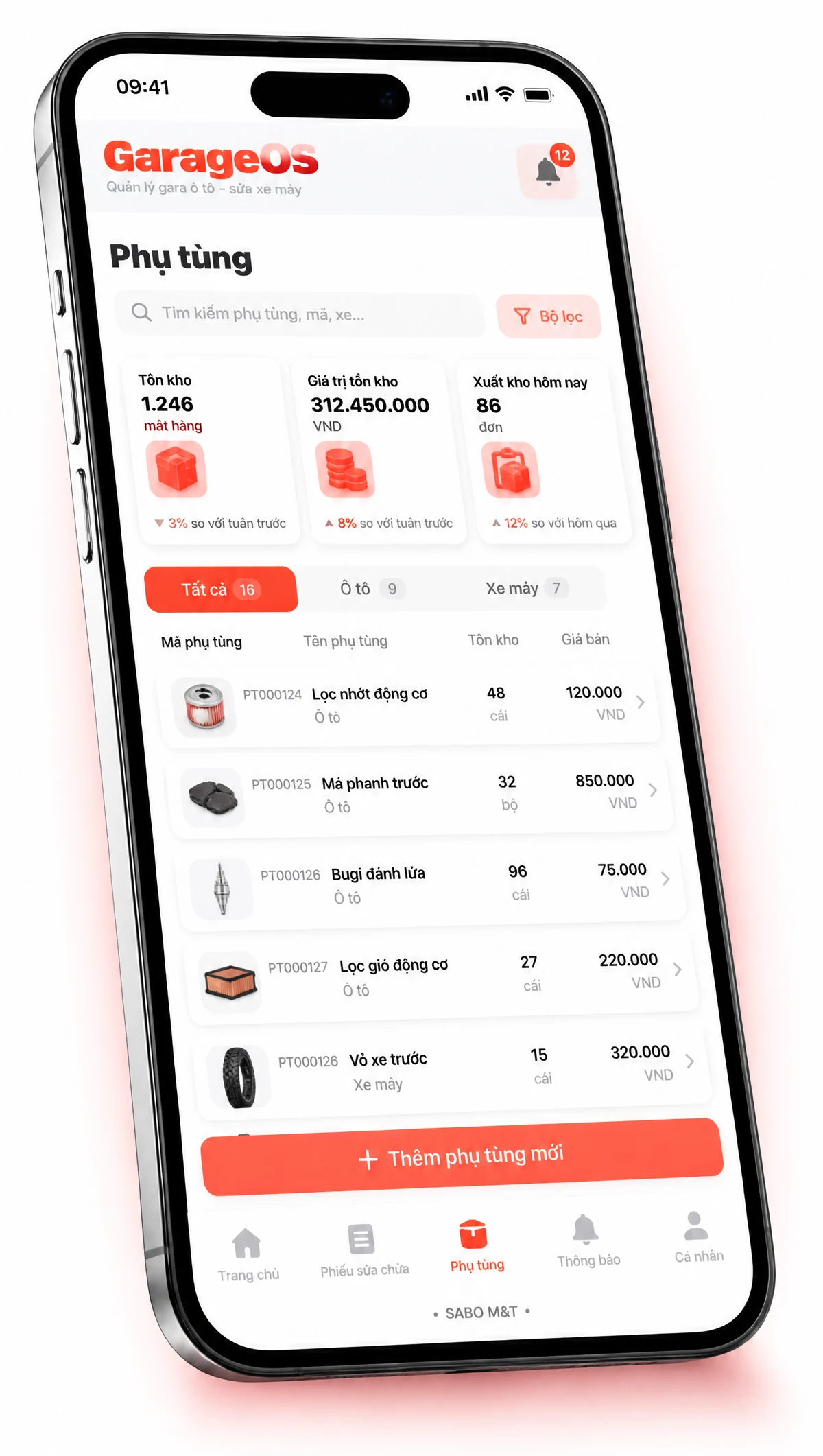 Giao diện mobile gara ô tô – sửa xe máy — màn 4