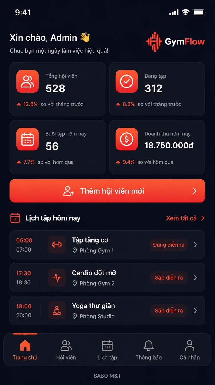 Giao diện mobile phòng gym — màn 6