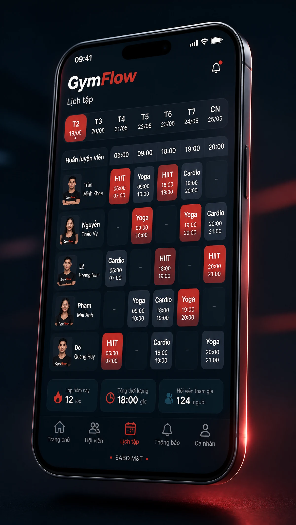 Giao diện mobile phòng gym — màn 4