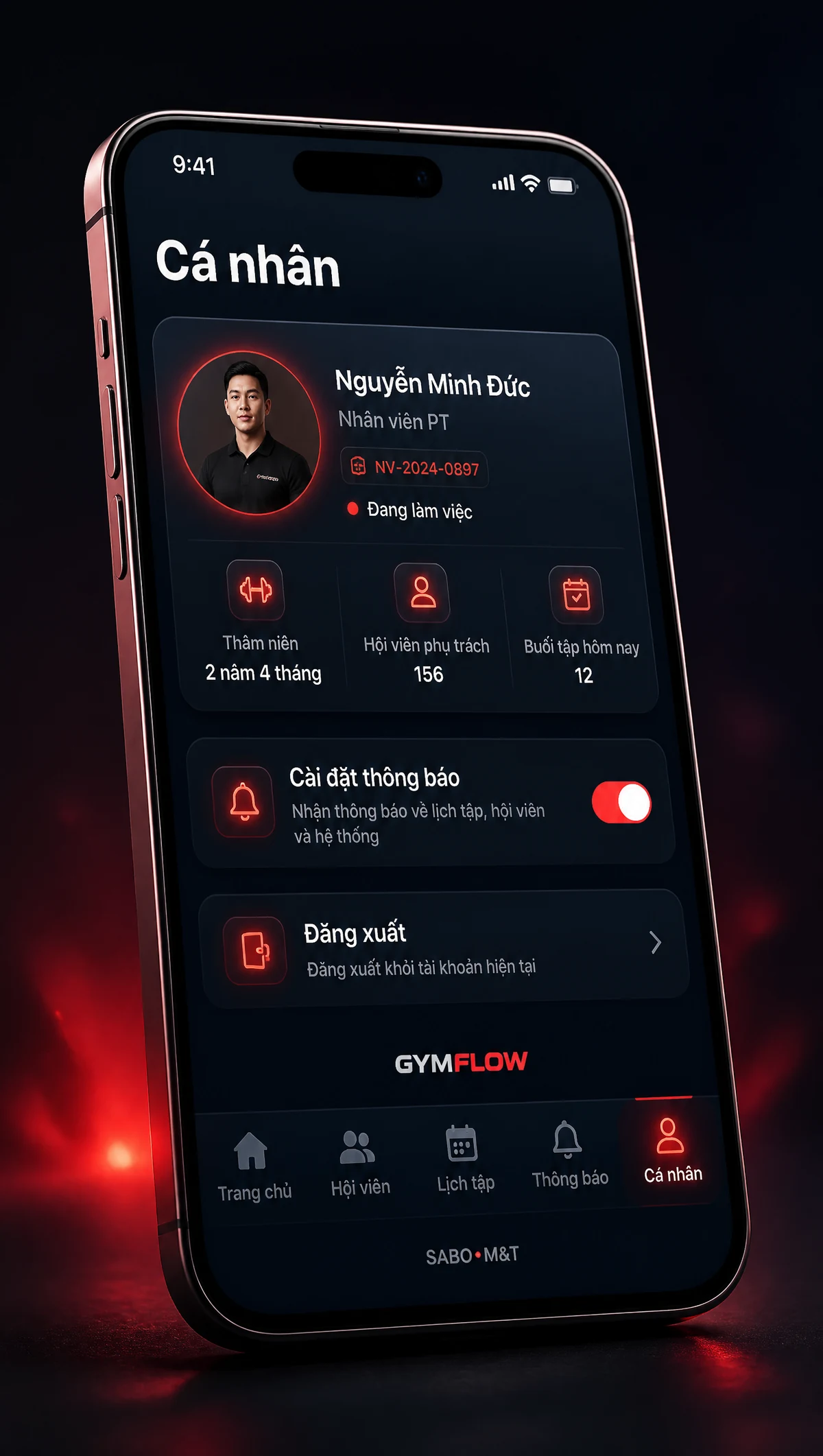Giao diện mobile phòng gym — màn 5