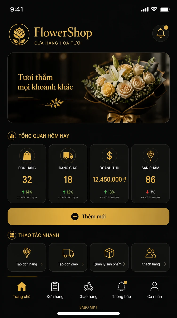 Giao diện mobile cửa hàng hoa tươi — màn 6