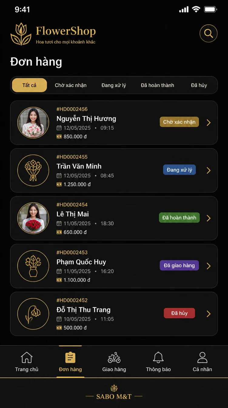 Giao diện mobile cửa hàng hoa tươi — màn 7